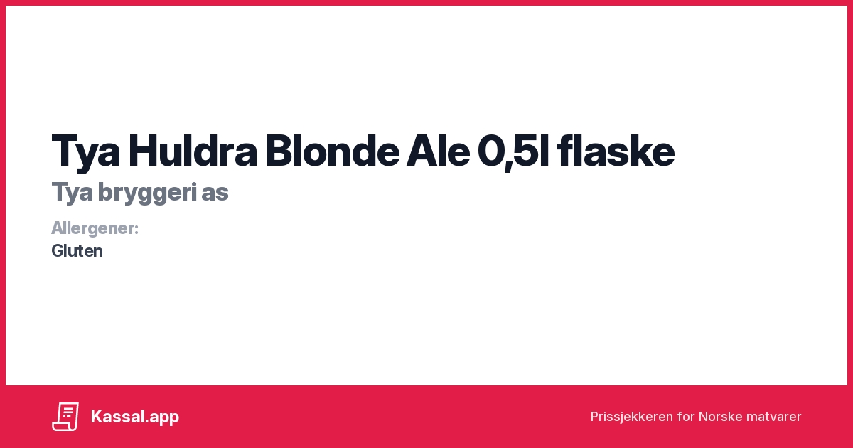 Tya Huldra Blonde Ale L Flaske Kassalapp