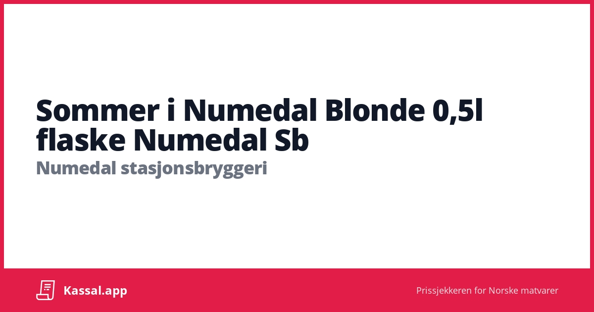 Sommer I Numedal Blonde 0 5l Flaske Numedal Sb Kassalapp