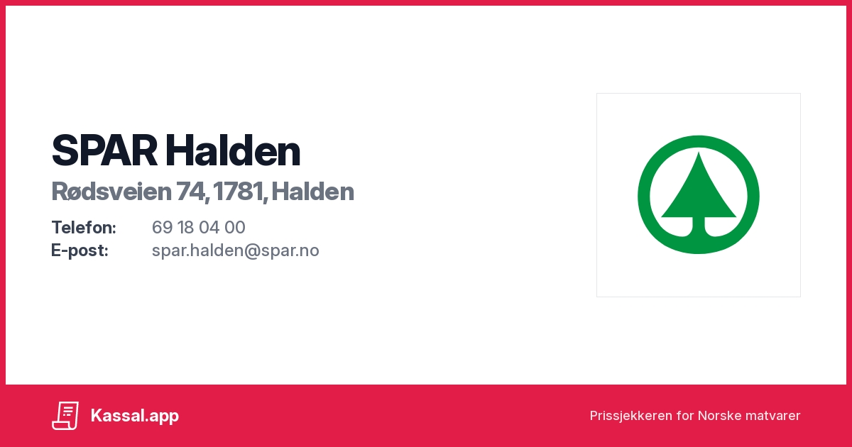 SPAR Halden i Rødsveien 74, 1781, Halden - Kassalapp®