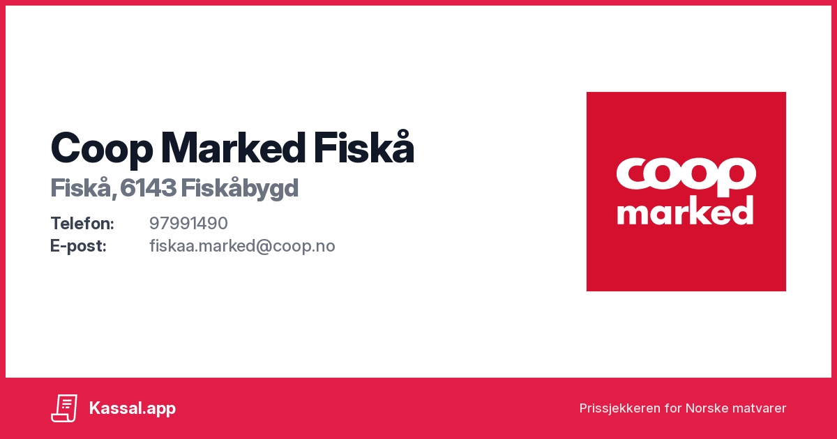 Coop Marked Fiskå i Fiskå, 6143 Fiskåbygd - Kassalapp®