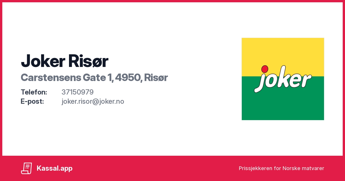 Joker Risør i Carstensens Gate 1, 4950, Risør - Kassalapp®
