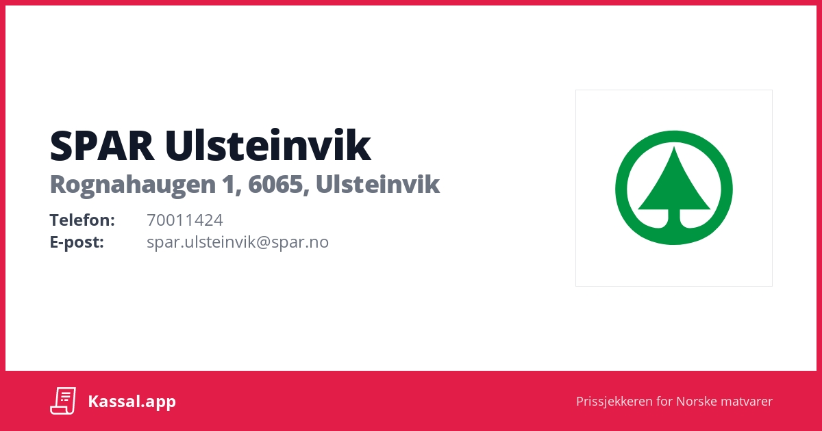 SPAR Ulsteinvik i Rognahaugen 1, 6065, Ulsteinvik - Kassalapp®