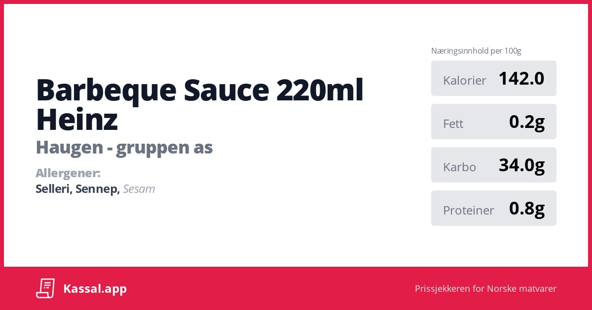 Barbeque Sauce 220ml Heinz Kassalapp®