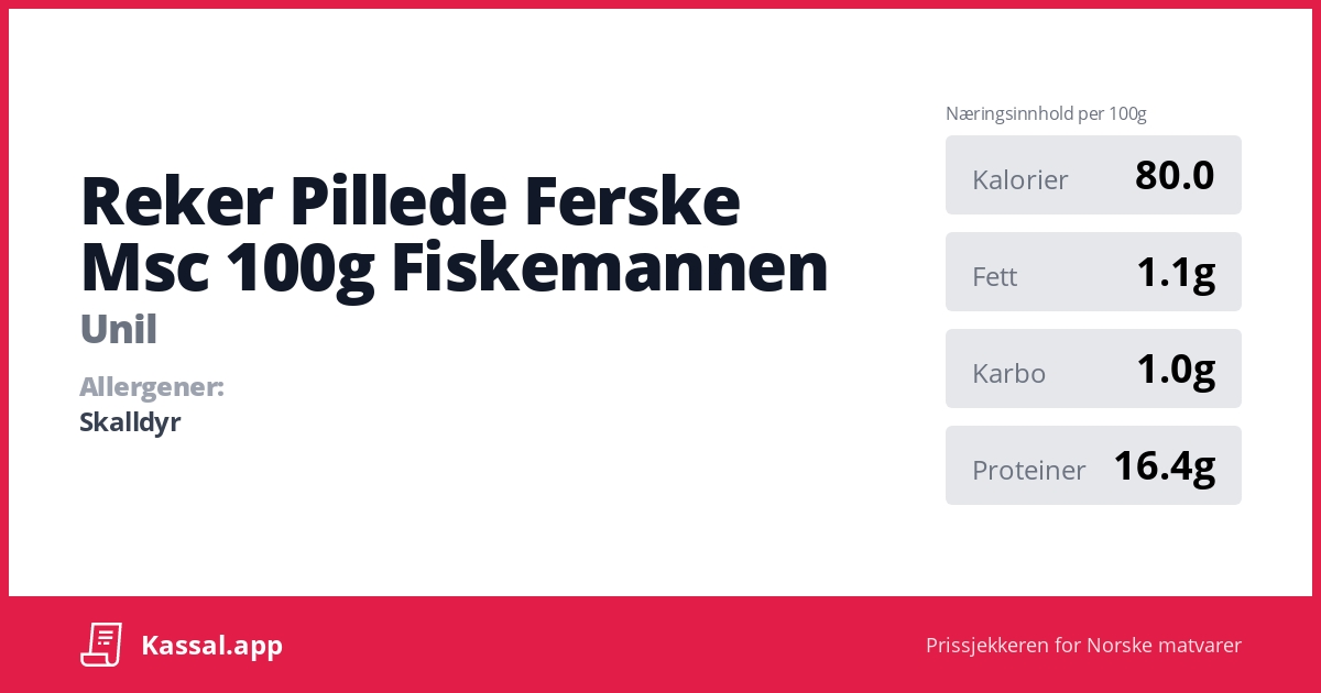 Reker Pillede Ferske Msc 100g Fiskemannen - Kassalapp®
