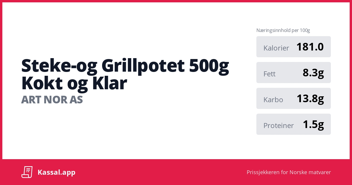 Steke-og Grillpotet 500g Kokt og Klar - Kassalapp®