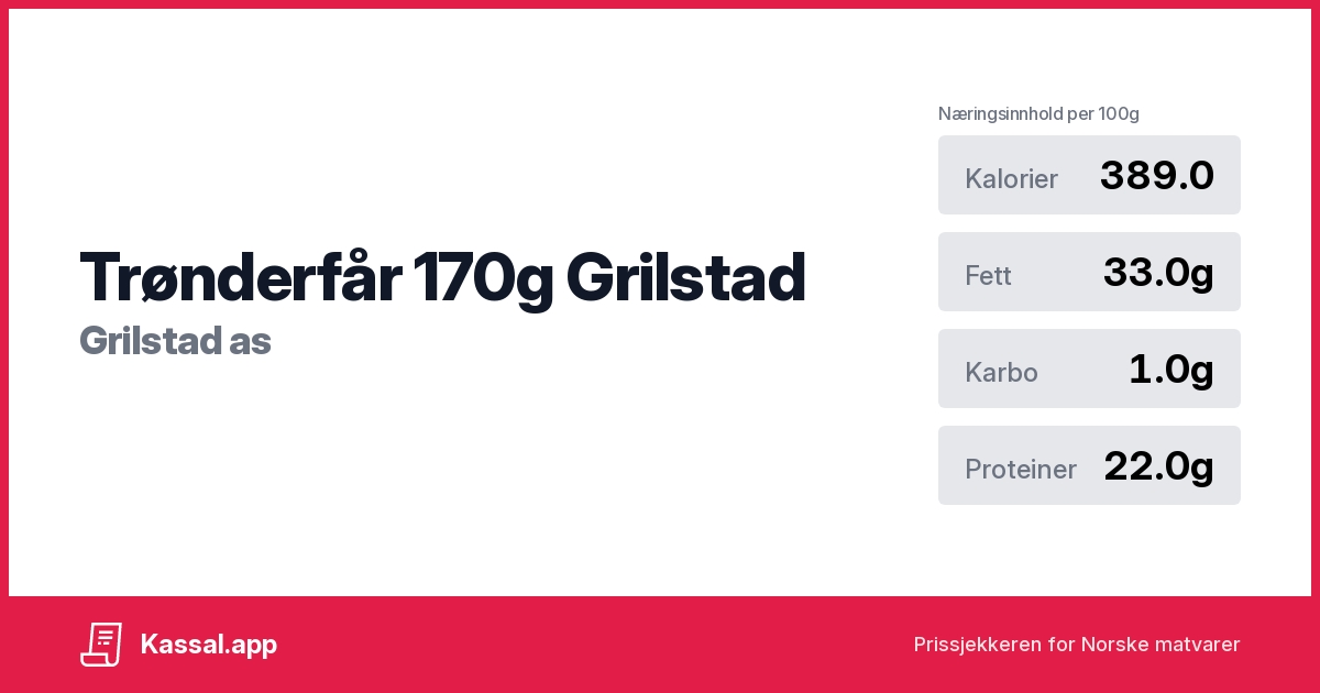 Trønderfår 170g Grilstad - Kassalapp®
