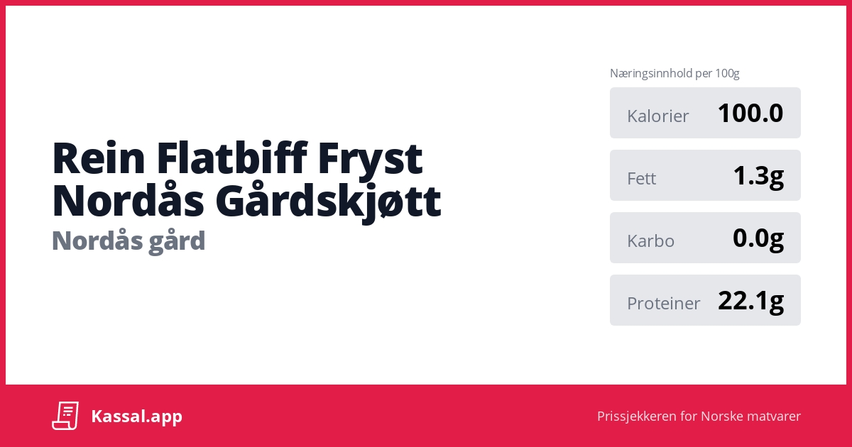 Rein Flatbiff Fryst Nordås Gårdskjøtt - Kassalapp®