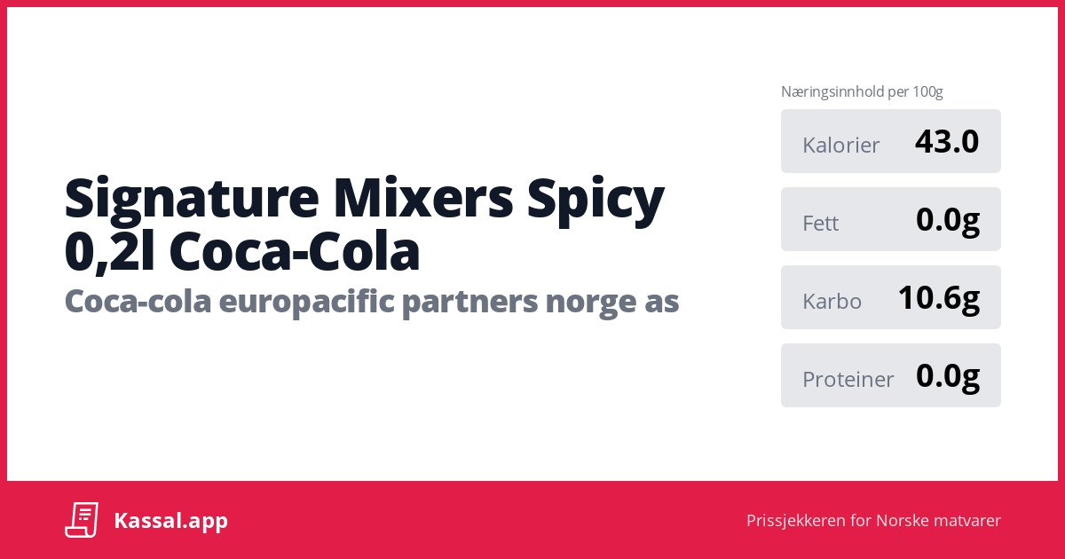 Signature Mixers Spicy 0,2l CocaCola 🧾Kassalapp