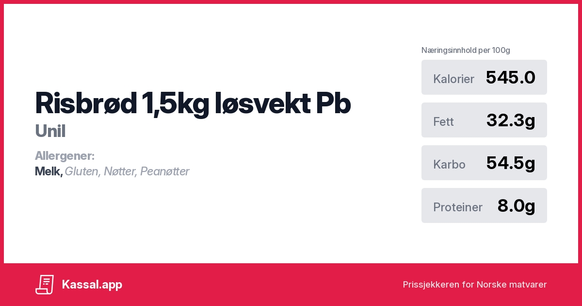 Risbrød 1,5kg løsvekt Pb - Kassalapp®