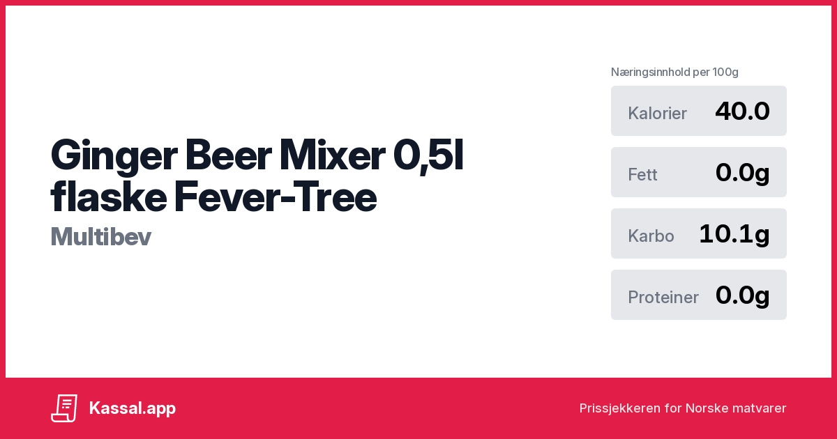 Ginger Beer Mixer 0,5l flaske FeverTree Kassalapp®