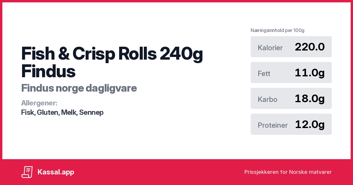 Fish & Crisp Rolls 240g Findus Kassalapp®