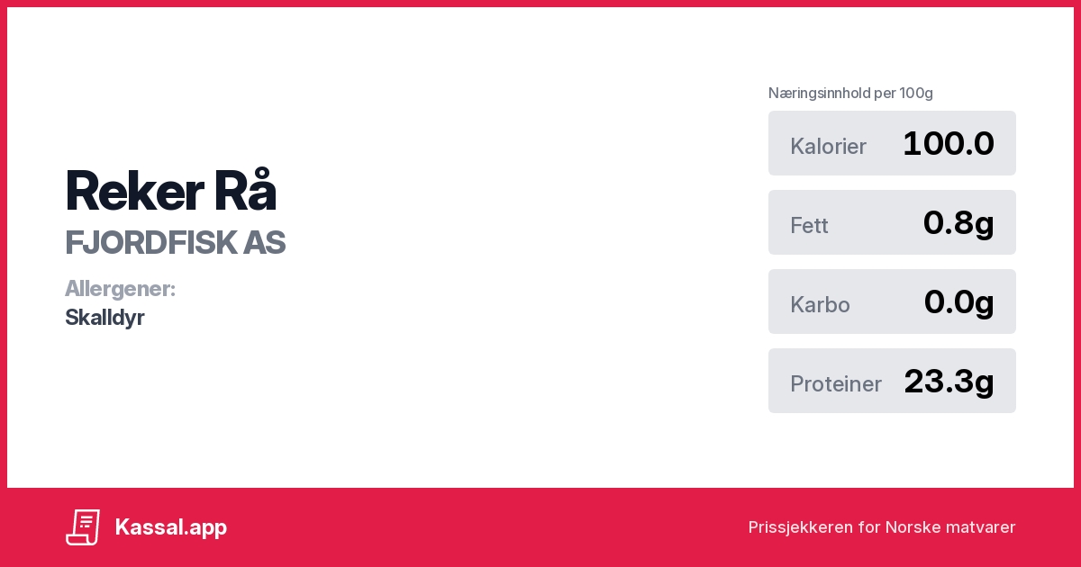 Reker Rå - Kassalapp®