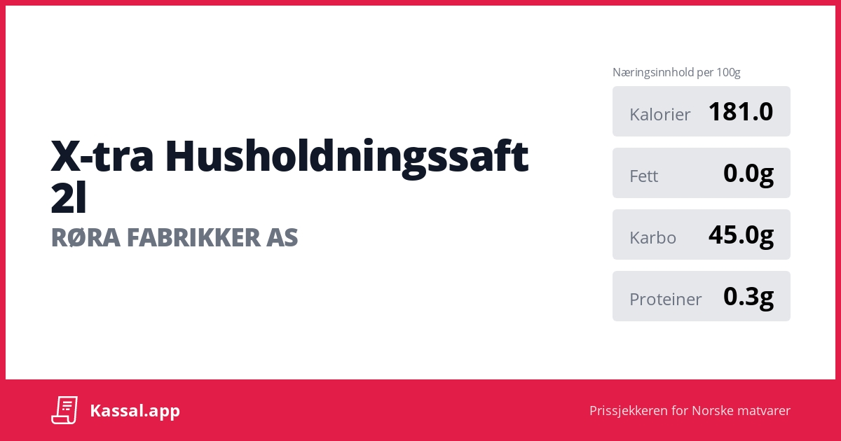 X-tra Husholdningssaft 2l - Kassalapp®