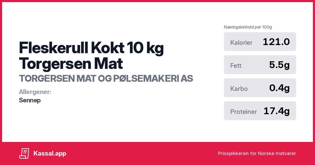 Fleskerull Kokt 10 kg Torgersen Mat - Kassalapp®