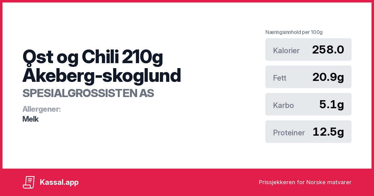 Ost og Chili 210g Åkeberg-skoglund - Kassalapp®