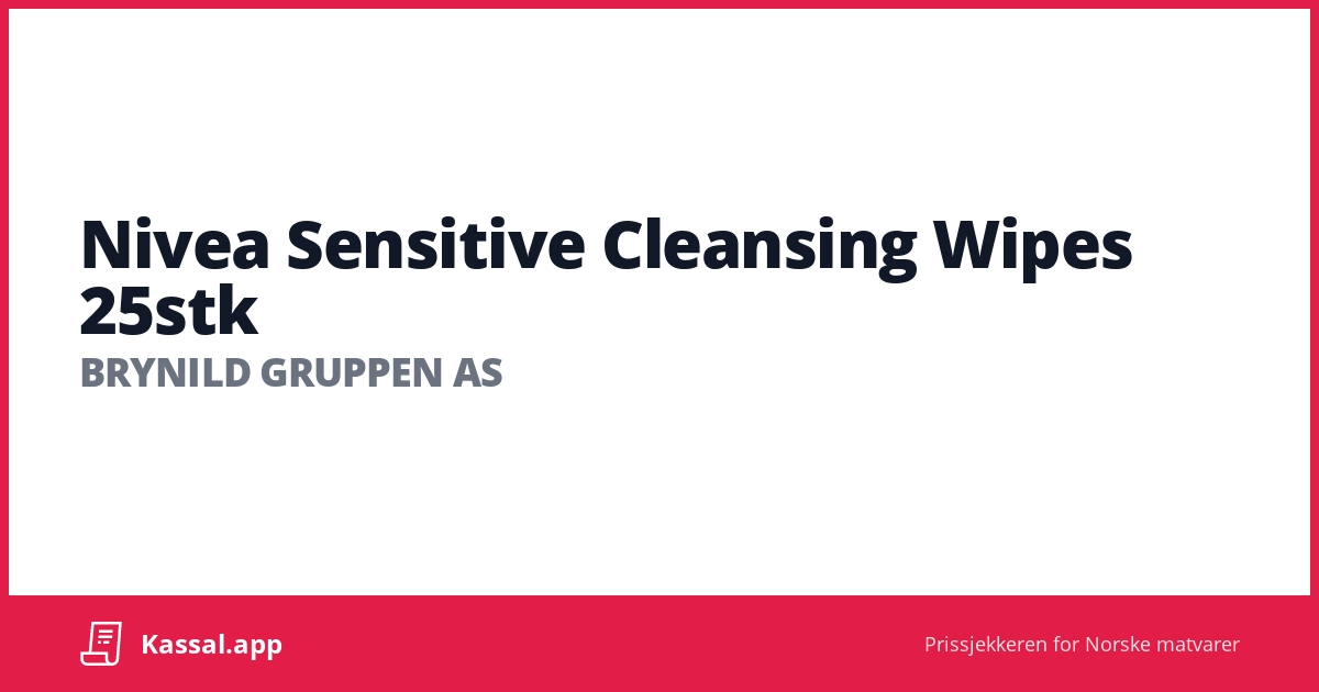 Nivea Sensitive Cleansing Wipes 25stk Kassalapp®