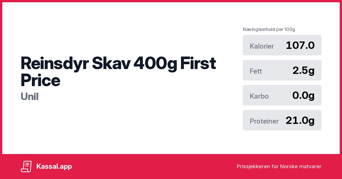 Reinsdyr Skav 400g First Price - Kassalapp®