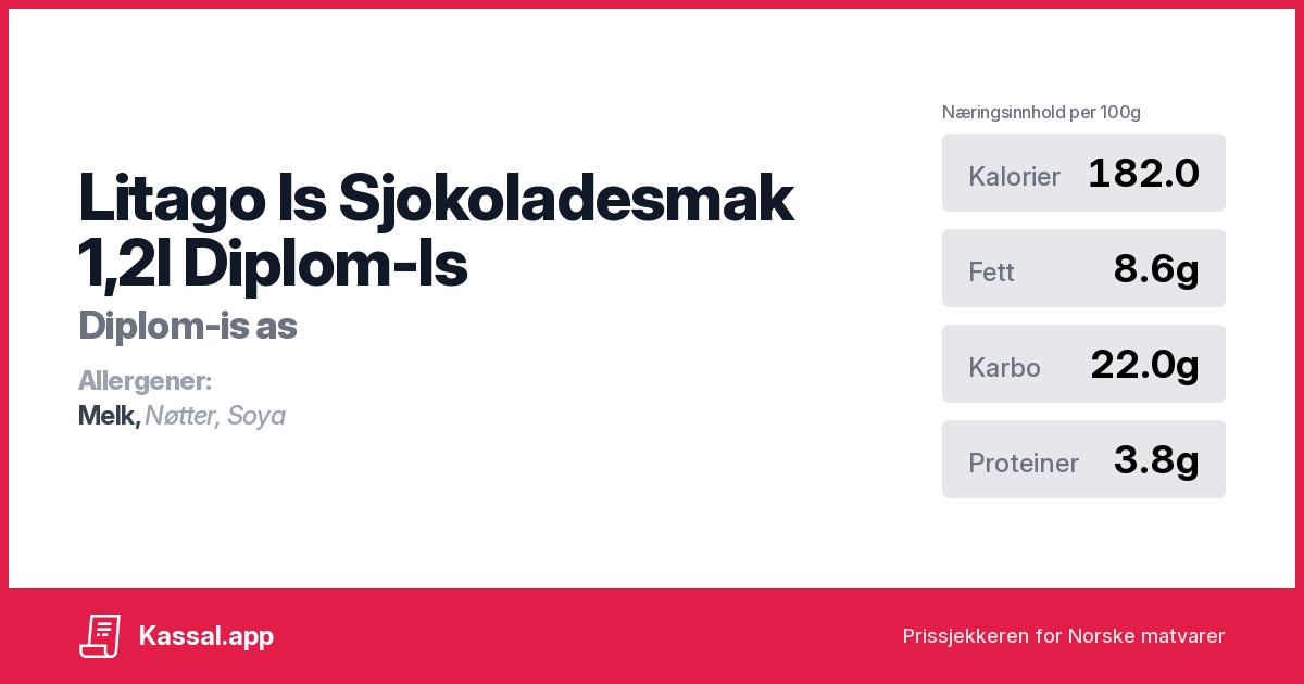 Litago Is Sjokoladesmak 1,2l Diplom-Is - Kassalapp®