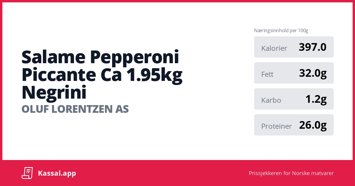 Salame Pepperoni Piccante Ca 1.95kg Negrini Kassalapp®