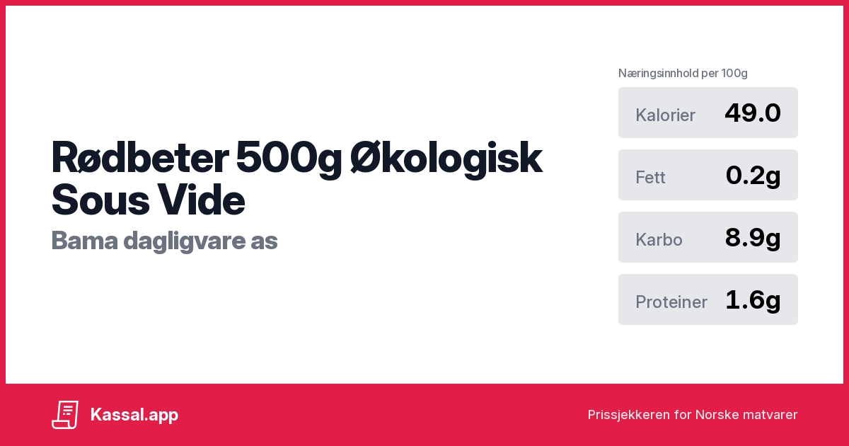 Rødbeter 500g Økologisk Sous Vide - Kassalapp®