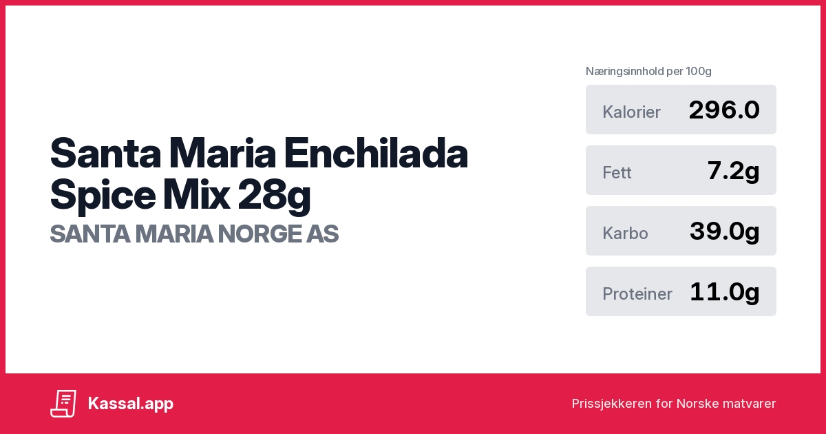 Santa Maria Enchilada Spice Mix 28g Kassalapp®