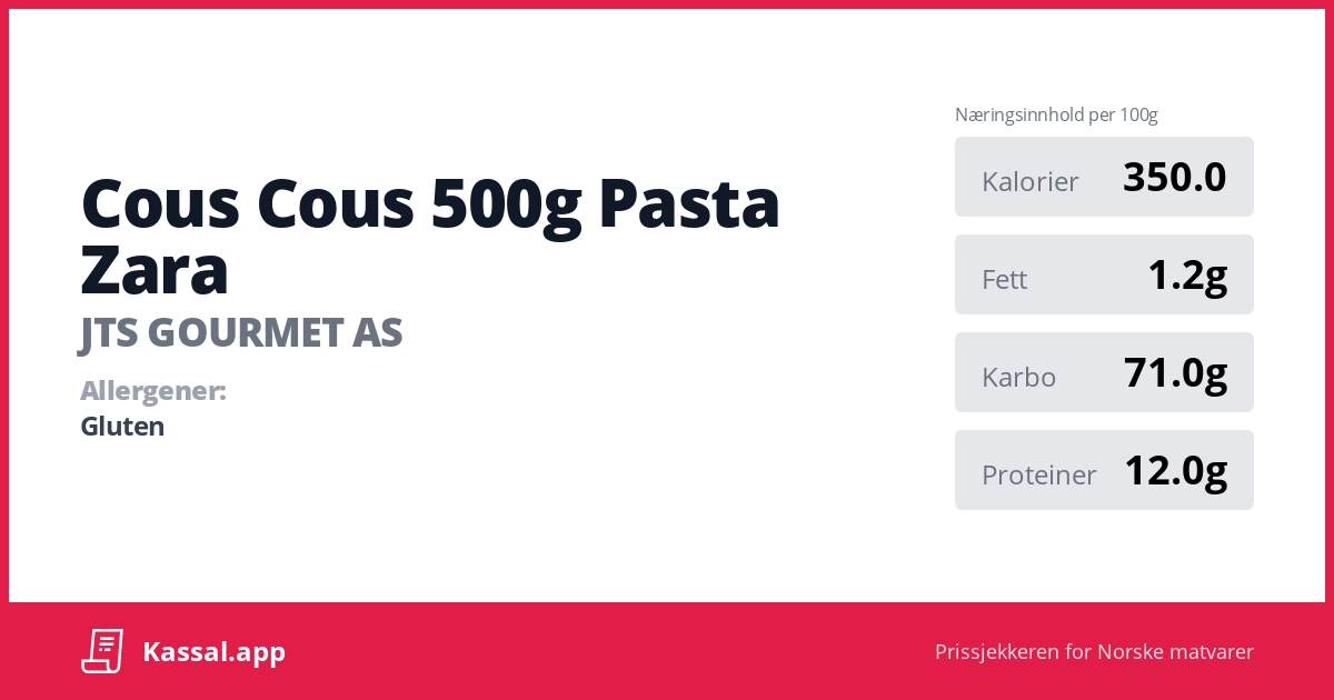 Cous Cous 500g Pasta Zara Kassalapp®