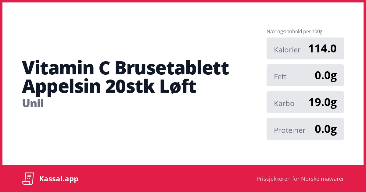 Vitamin C Brusetablett Appelsin 20stk Løft Kassalapp®
