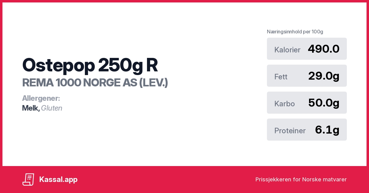 Ostepop 250g R - Kassalapp®