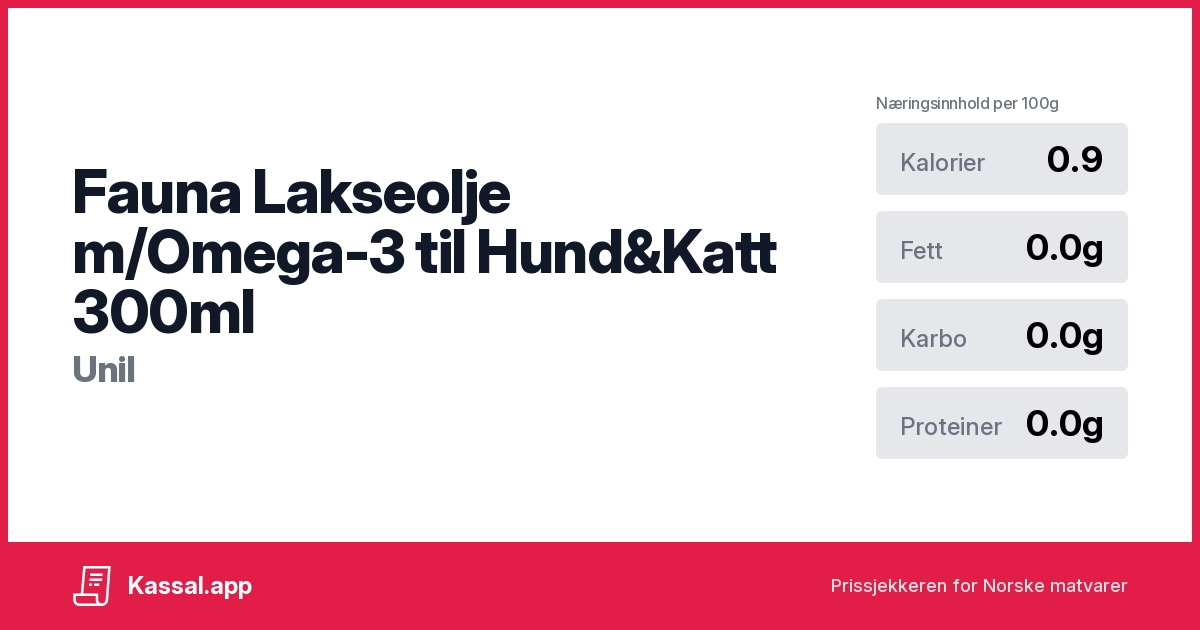 Fauna Lakseolje m/Omega3 til Hund&Katt 300ml Kassalapp®