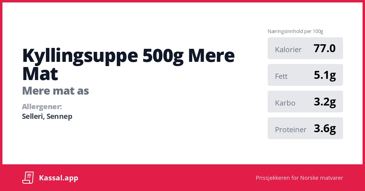 Kyllingsuppe 500g Mere Mat - Kassalapp®