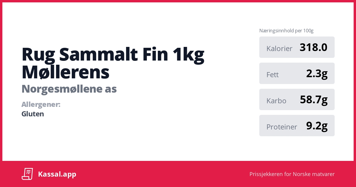 Rug Sammalt Fin 1kg Møllerens - Kassalapp®