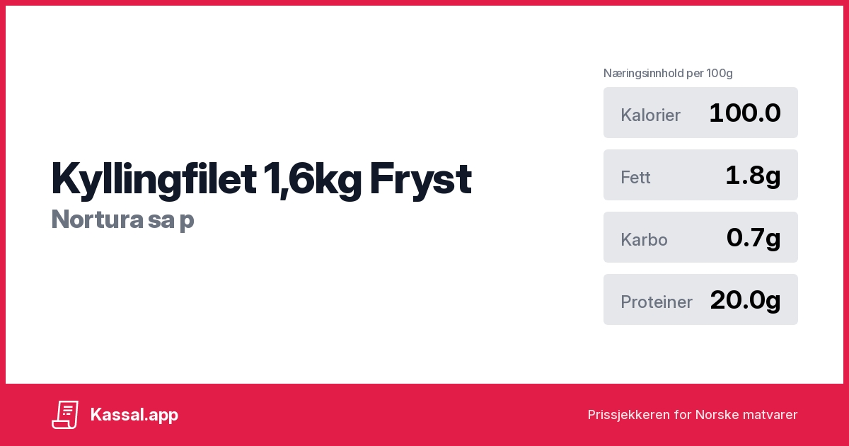 Kyllingfilet 1,6kg Fryst - Kassalapp®