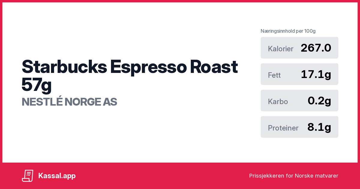 Starbucks Espresso Roast 57g Kassalapp®