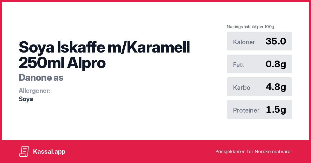 Soya Iskaffe m/Karamell 250ml Alpro - Kassalapp®
