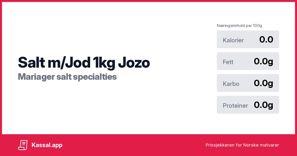 Salt m/Jod 1kg Jozo - Kassalapp®