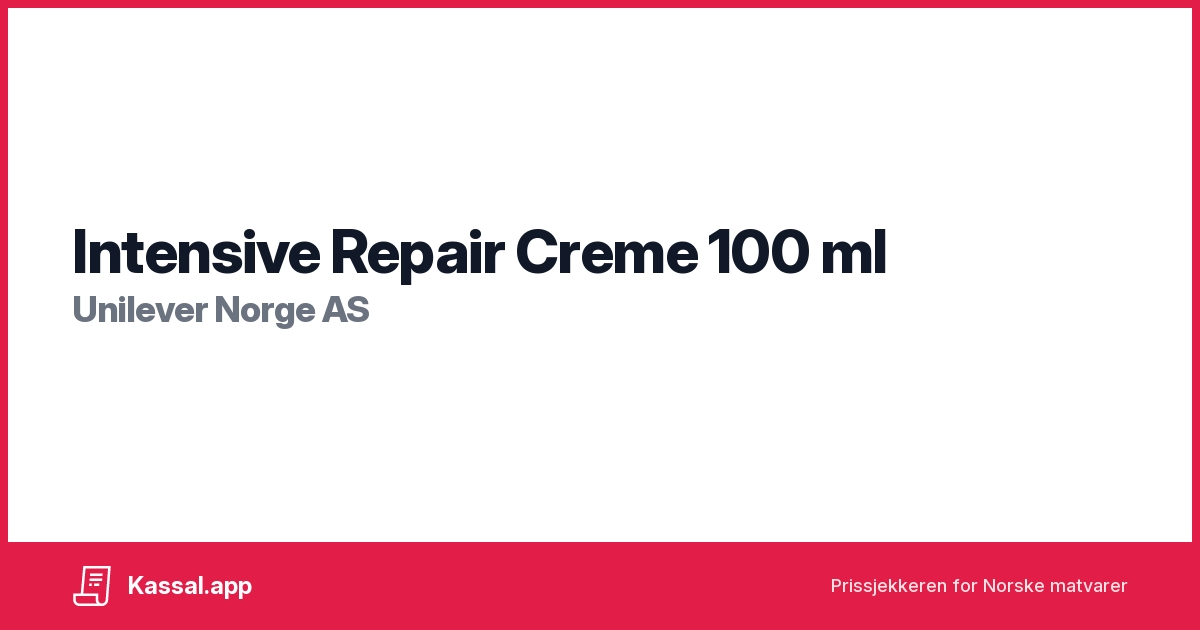 Intensive Repair Creme 100 Ml Kassalapp