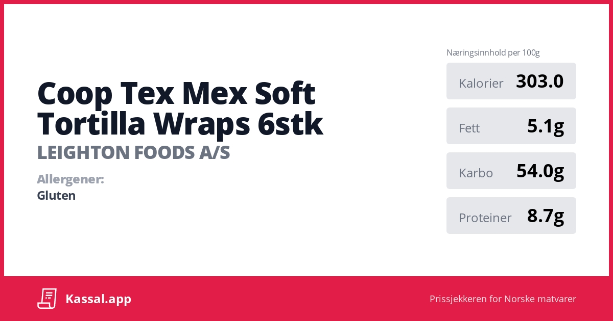 Coop Tex Mex Soft Tortilla Wraps 6stk Kassalapp®