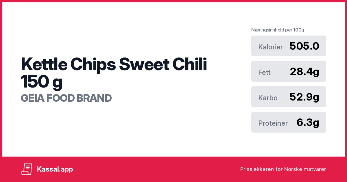 Kettle Chips Sweet Chili 150 g Kassalapp®