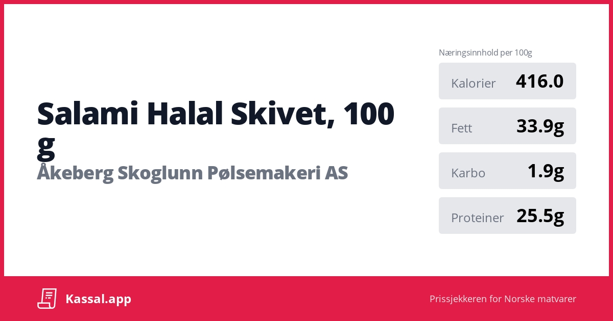 Salami Halal Skivet, 100 g Kassalapp®