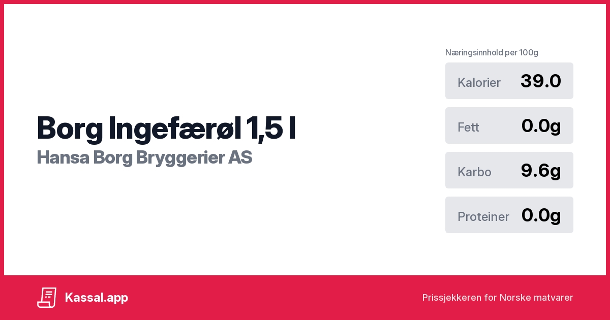 Borg Ingefærøl 1,5 l - Kassalapp®