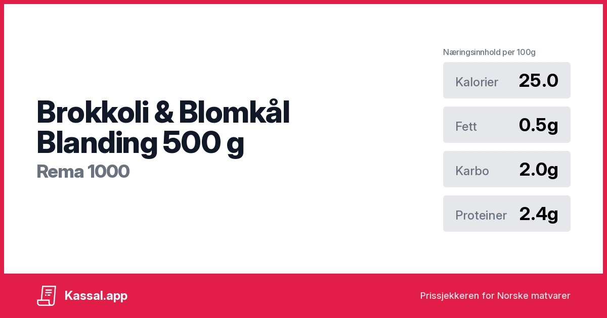 Brokkoli & Blomkål Blanding 500 g - Kassalapp®