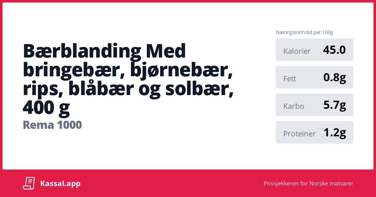 Bærblanding Med bringebær, bjørnebær, rips, blåbær og solbær, 400 g ...