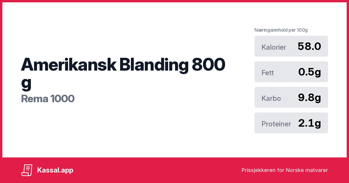 Amerikansk Blanding 800 g Kassalapp®