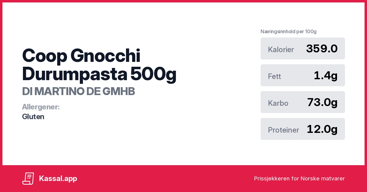Coop Gnocchi Durumpasta 500g Kassalapp®