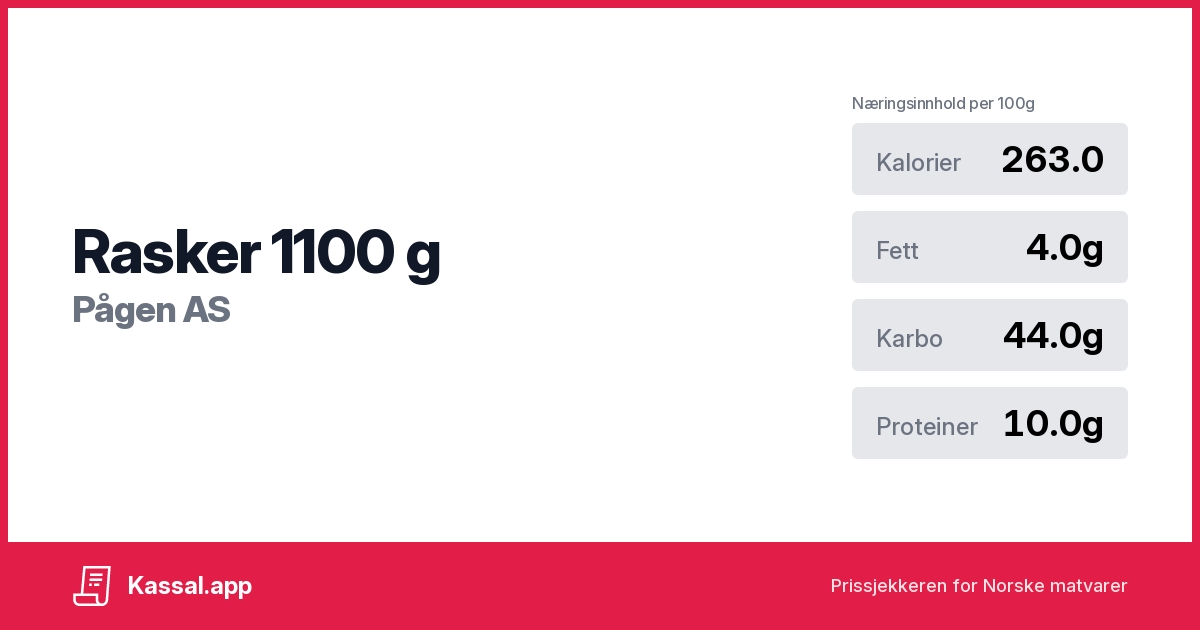 Rasker 1100 g - Kassalapp®