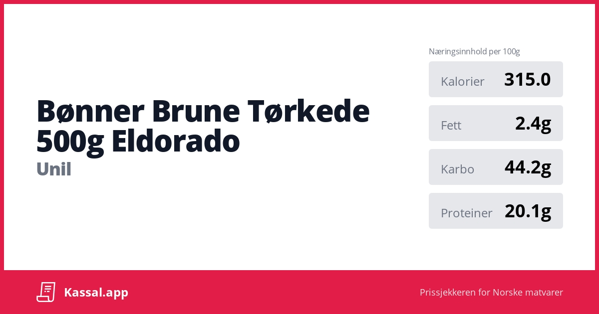 Bønner Brune Tørkede 500g Eldorado - 🧾Kassalapp