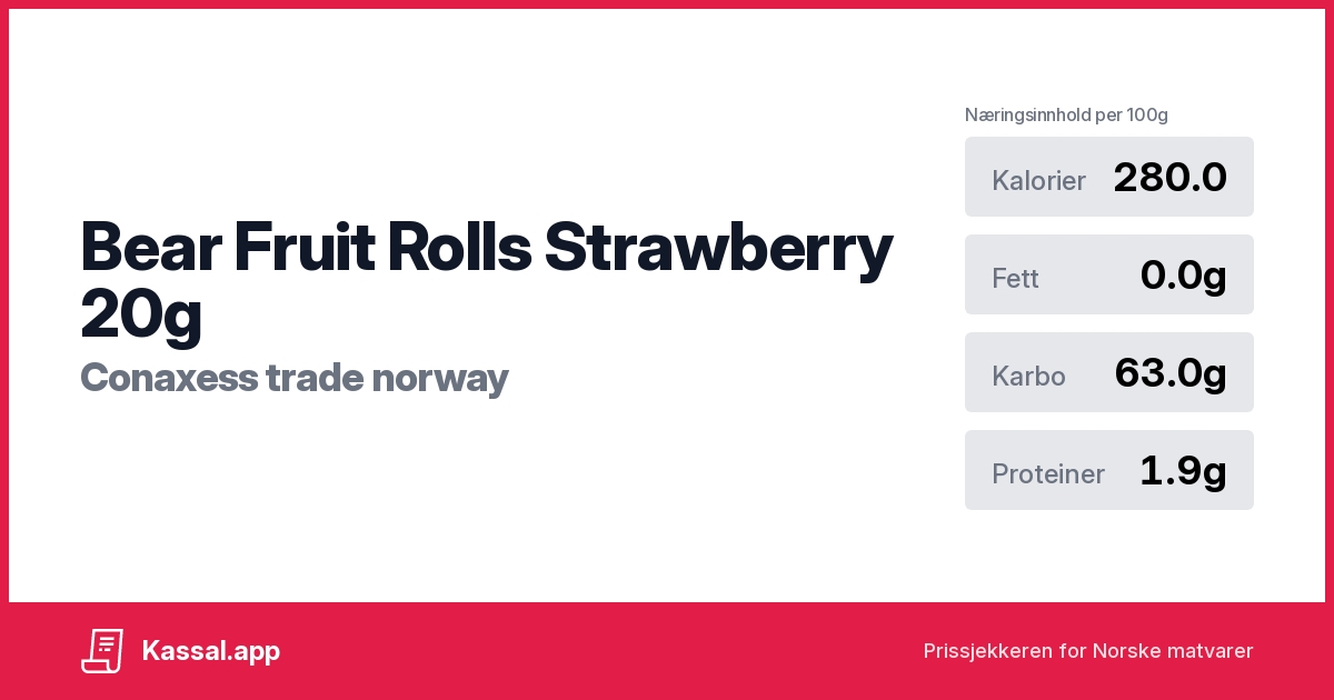 Bear Fruit Rolls Strawberry 20g Kassalapp®