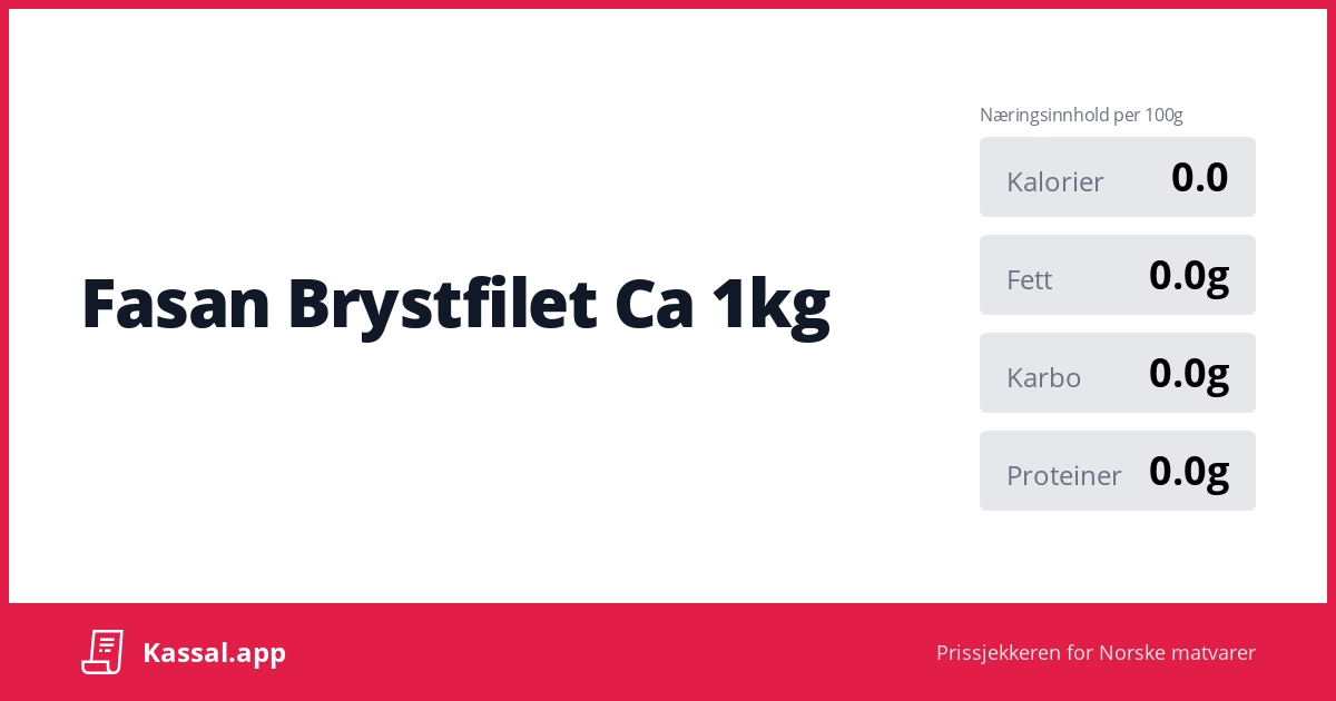 Fasan Brystfilet Ca 1kg - Kassalapp®