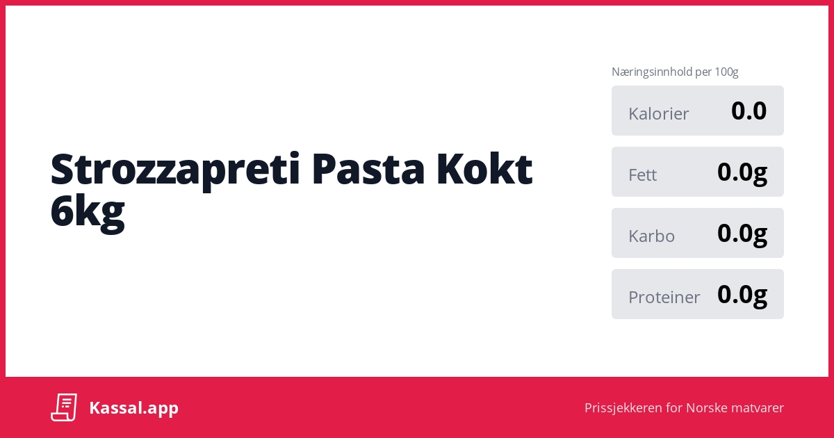 Strozzapreti Pasta Kokt 6kg - ?Kassalapp