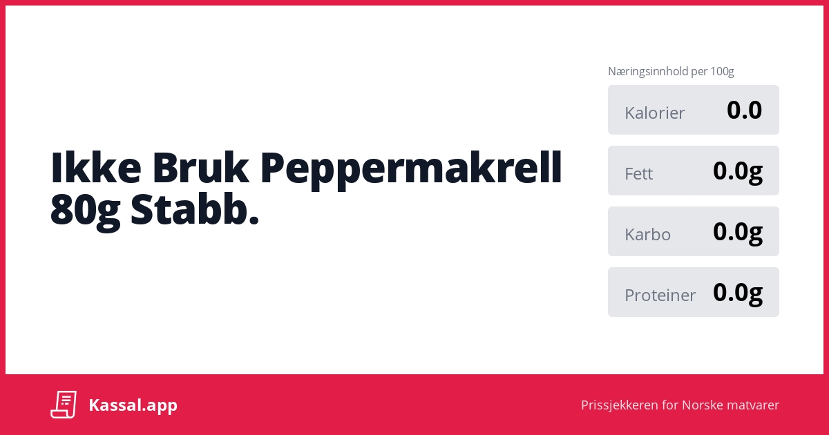 Ikke Bruk Peppermakrell 80g Stabb. - Kassalapp®